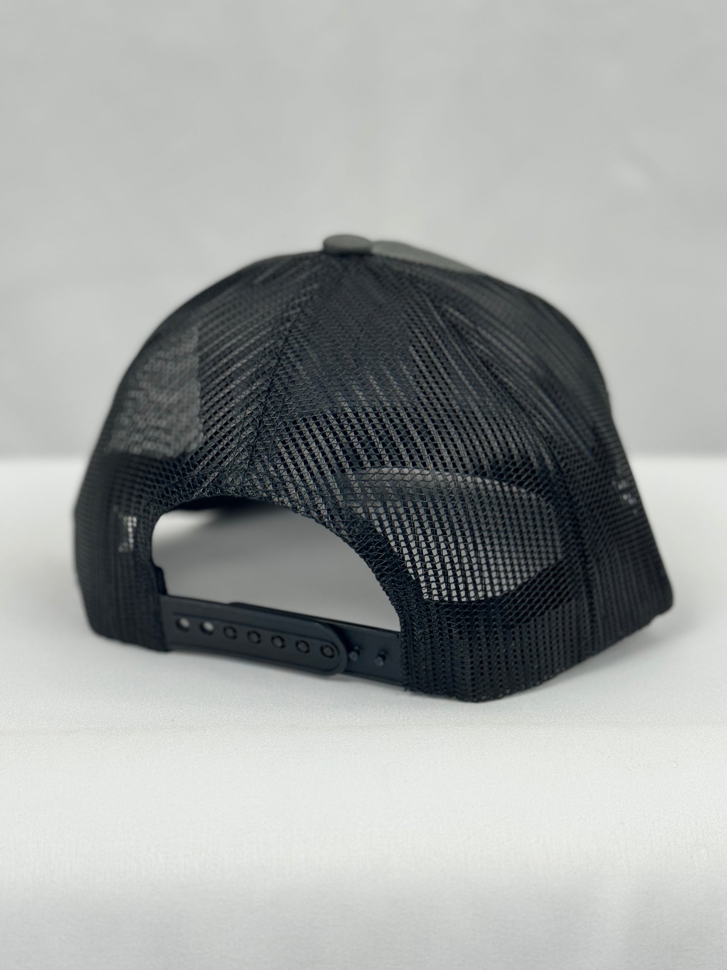 Full Color Woven SheGone Patch on 112 Premium Trucker Cap - Charcoal/ Black